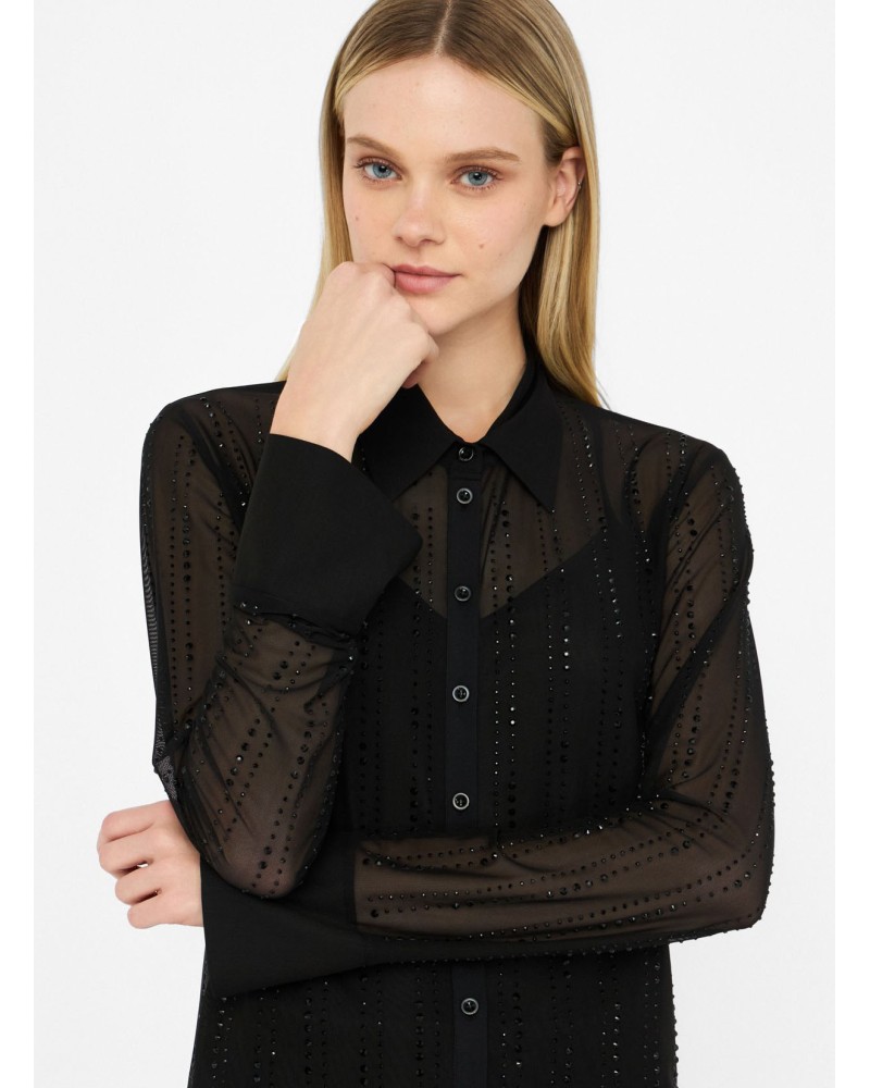 Chemise en tulle LIU JO stretch avec strass LIU JO - 1