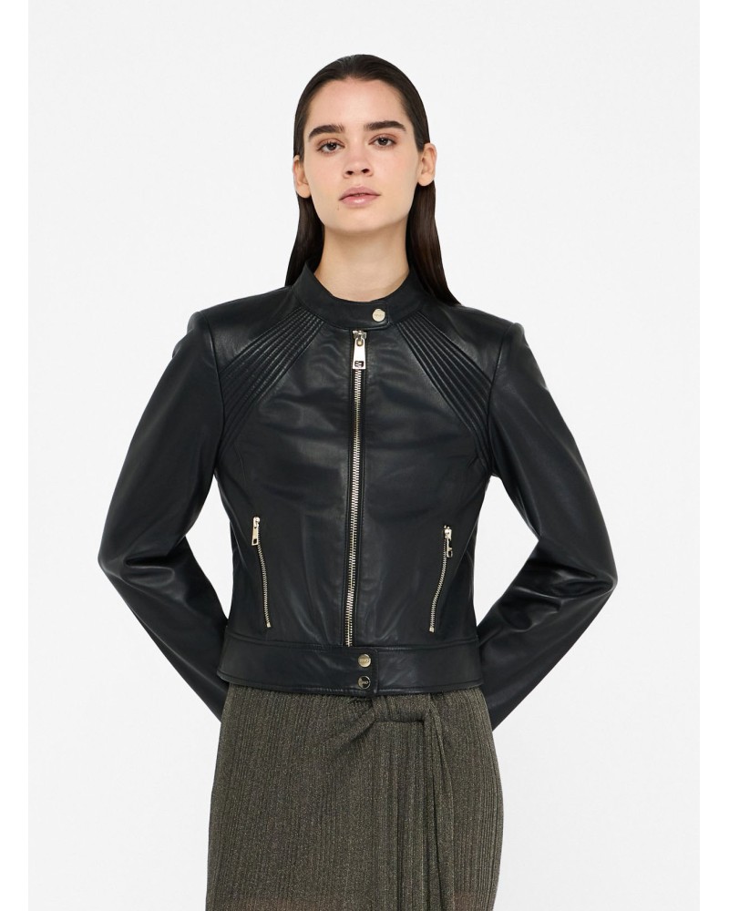 Veste motarde LIU JO en cuir d’agneau LIU JO - 3