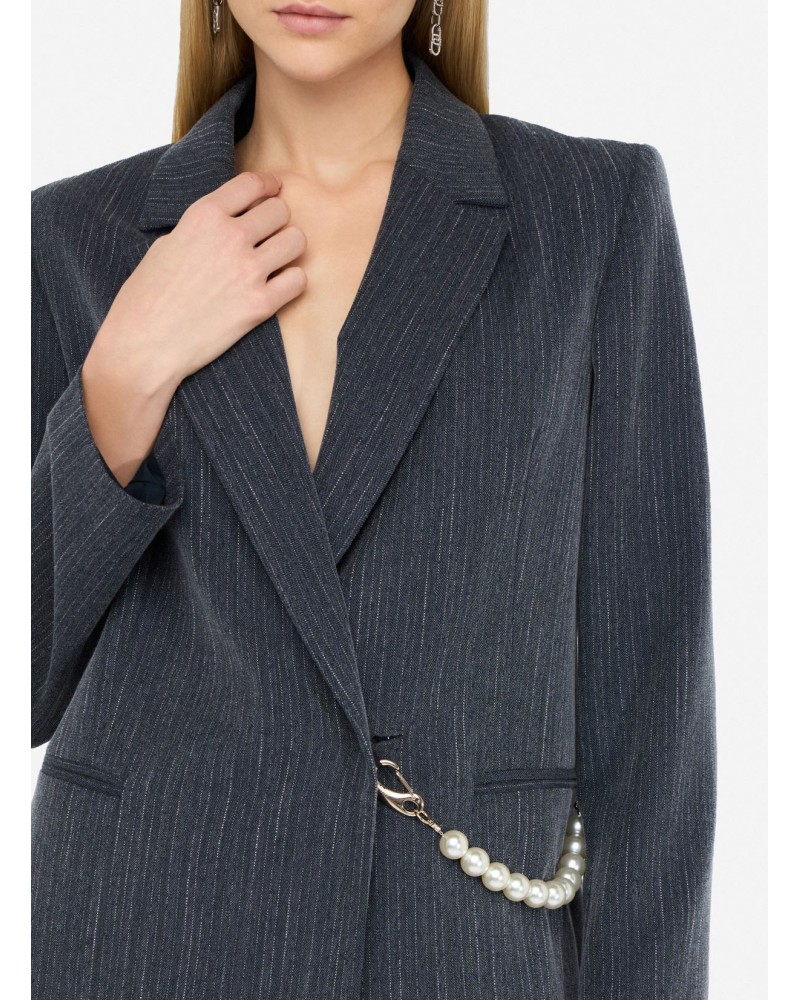 Blazer en flanelle LIU JO à rayures craie LIU JO - 4