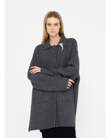 Manteau LIU JO en laine mélangée avec broche strass LIU JO - 3