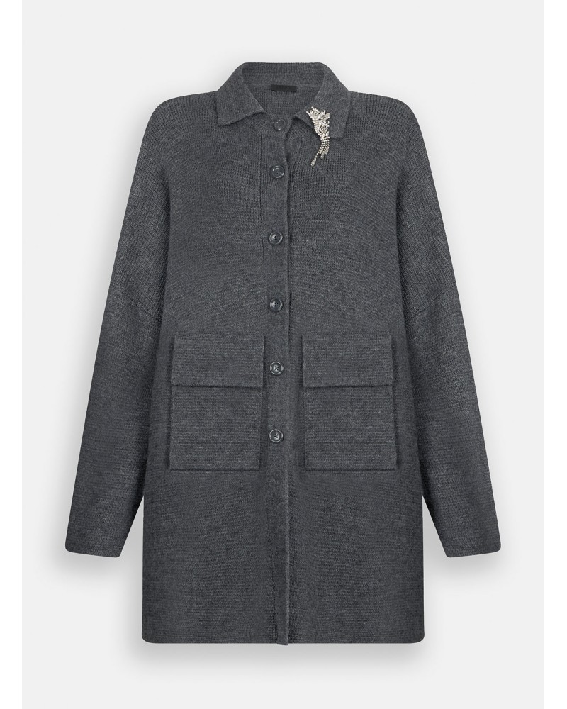 Manteau LIU JO en laine mélangée avec broche strass LIU JO - 7