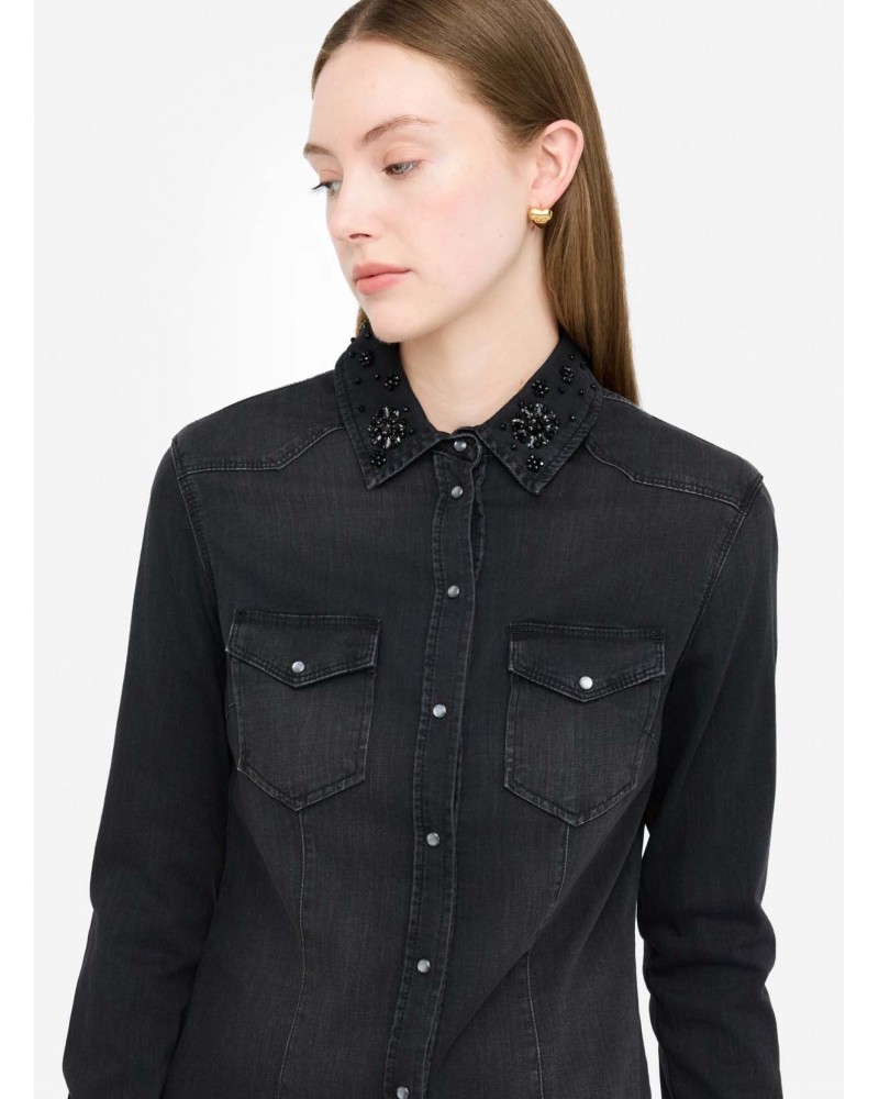 Chemise LIU JO en toile denim avec strass LIU JO - 2