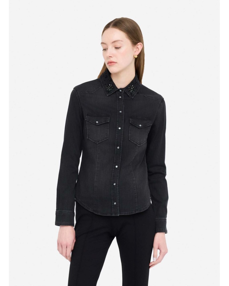Chemise LIU JO en toile denim avec strass LIU JO - 3