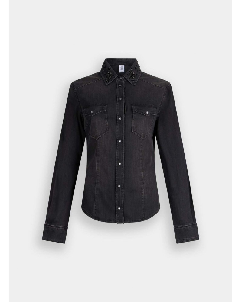 Chemise LIU JO en toile denim avec strass LIU JO - 7