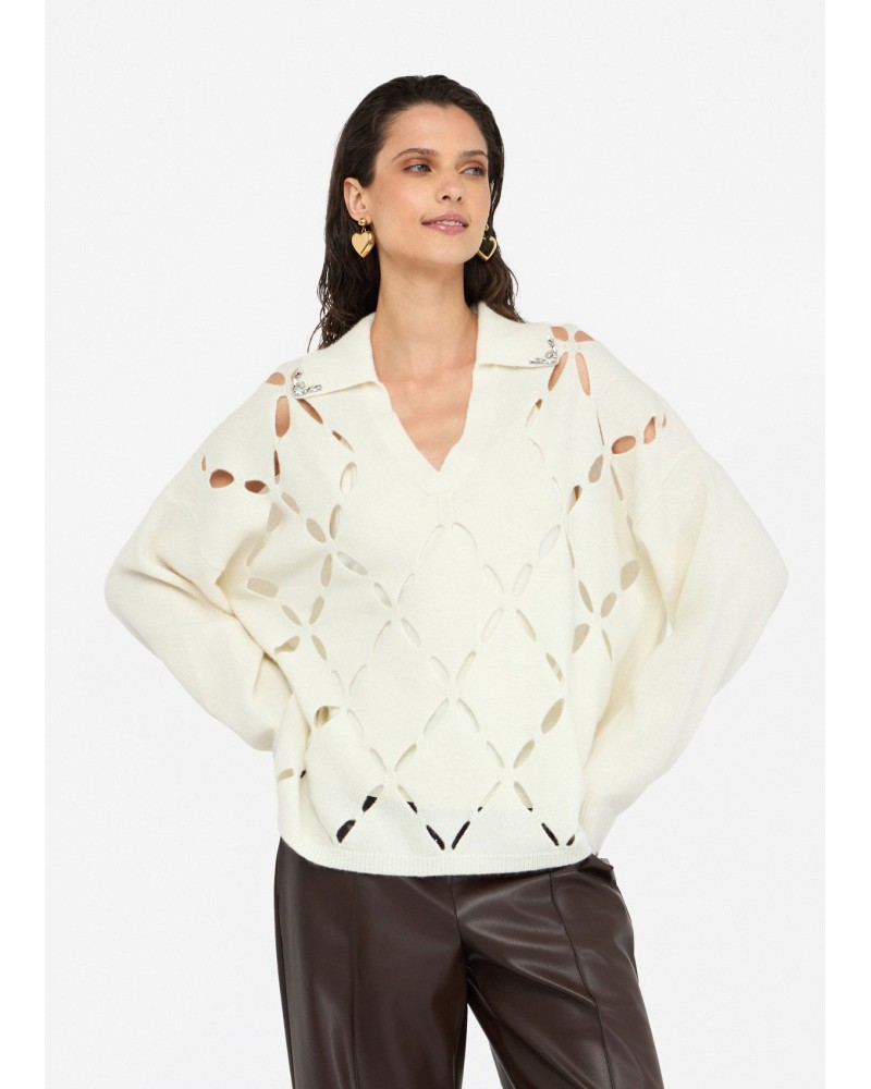 Pull en laine LIU JO avec broderies bijoux LIU JO - 3
