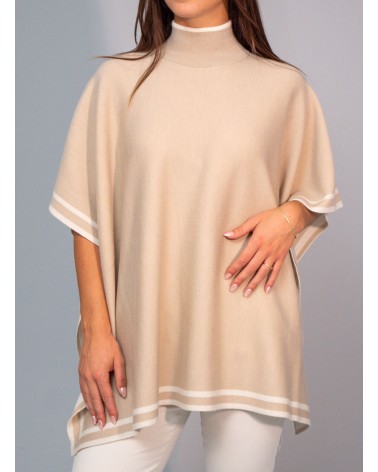 Poncho réversible BOSS Lalena en laine vierge avec bordure à rayures BOSS - 1