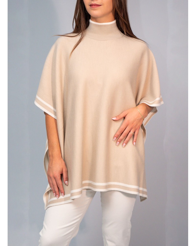 Poncho réversible BOSS Lalena en laine vierge avec bordure à rayures BOSS - 2