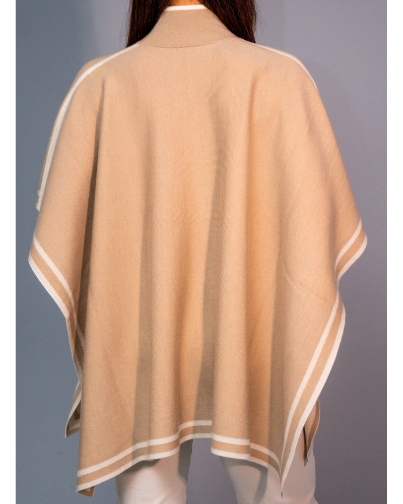 Poncho réversible BOSS Lalena en laine vierge avec bordure à rayures BOSS - 3