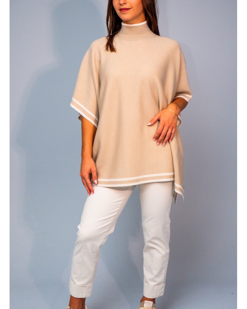 Poncho réversible BOSS Lalena en laine vierge avec bordure à rayures BOSS - 5