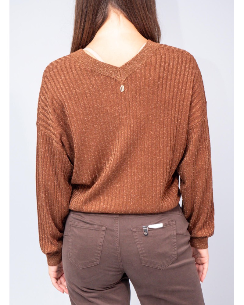 Pull LIU JO à encolure V maille côtelée Lurex® LIU JO - 3