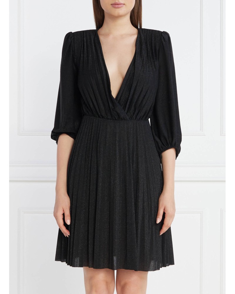 Robe courte évasée noire, cache-cœur plissée LIU JO LIU JO - 7