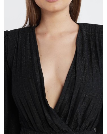 Robe courte évasée noire, cache-cœur plissée LIU JO LIU JO - 9