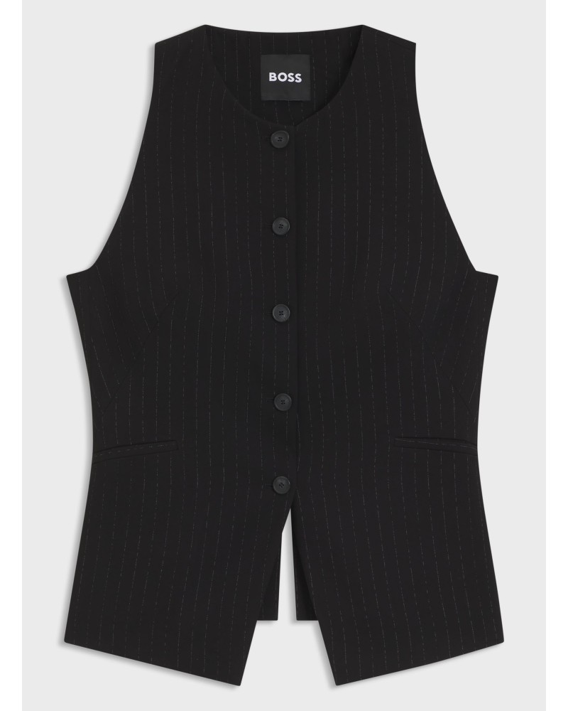 Gilet ajusté BOSS Juleran en crêpe à fines rayures BOSS - 1