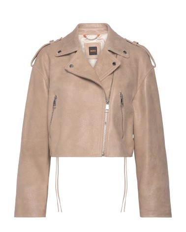 Blouson motard BOSS C_Salace en cuir suédé cropped BOSS - 1