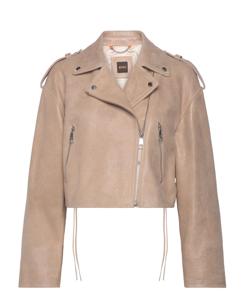 Blouson motard BOSS C_Salace en cuir suédé cropped BOSS - 1