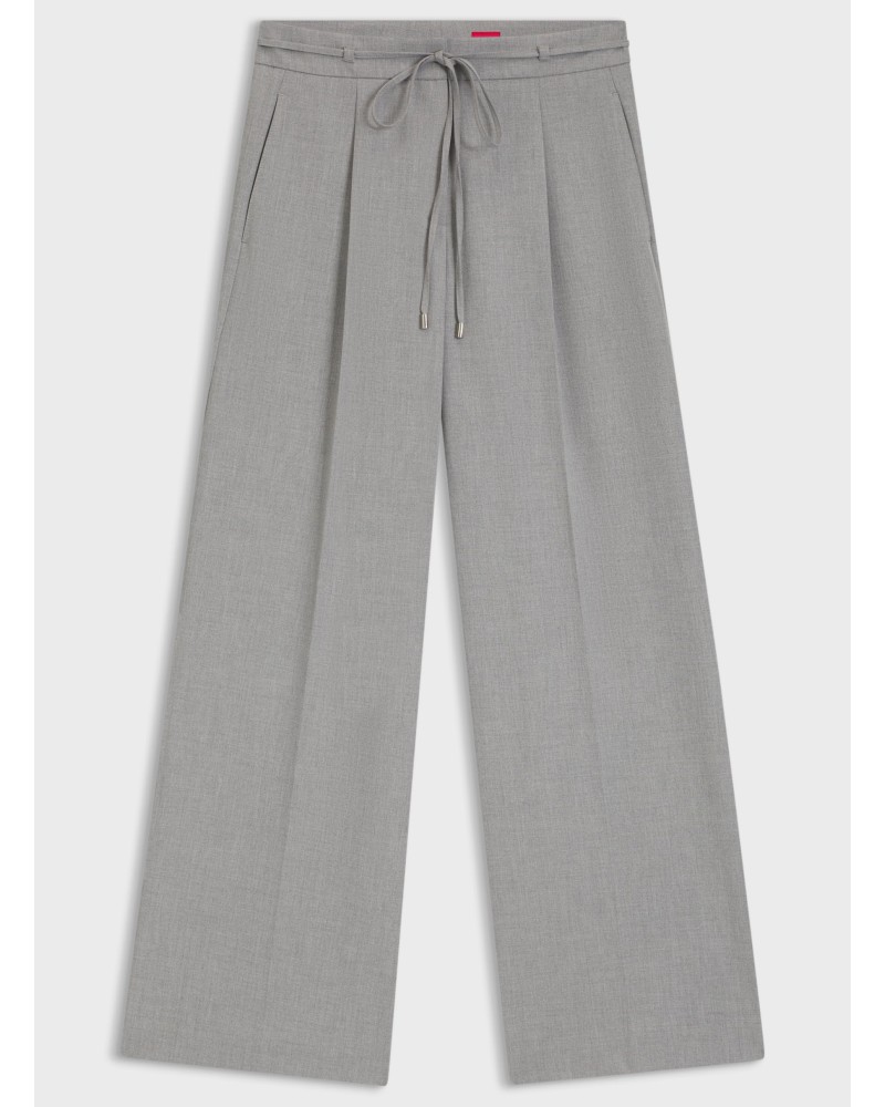 Pantalon large HUGO Haminde regular, stretch chiné à ceinture HUGO - 5