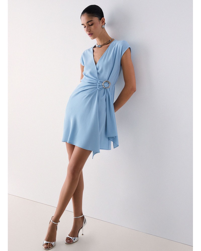 Robe courte LIU JO croisée et drapée détail bijou LIU JO - 3