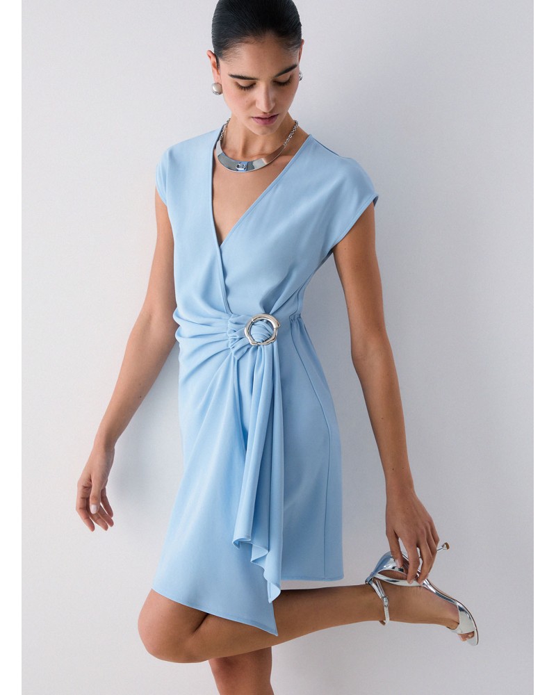 Robe courte LIU JO croisée et drapée détail bijou LIU JO - 5