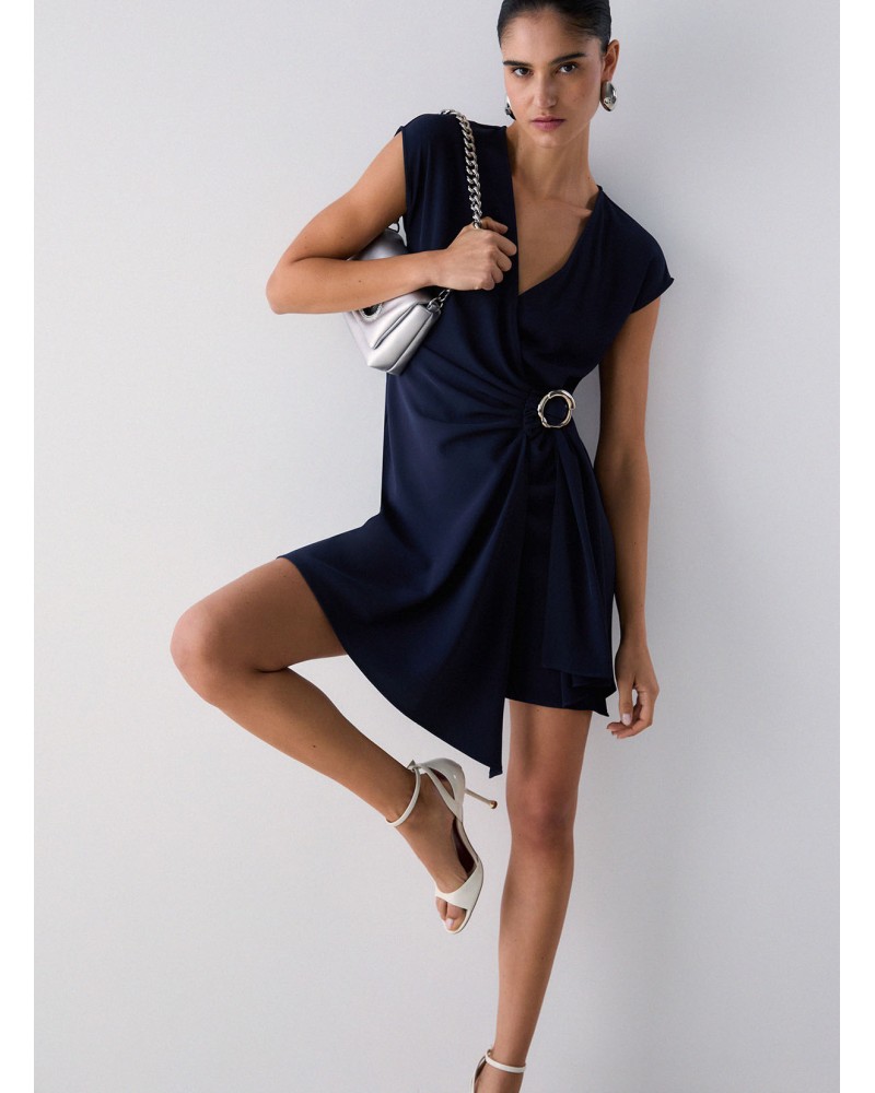 Robe courte LIU JO croisée et drapée détail bijou LIU JO - 10