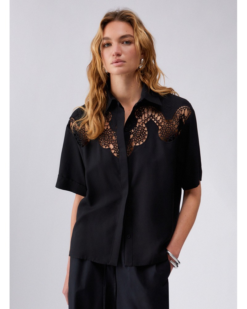 Chemise noire broderie ajourée LIU JO LIU JO - 1