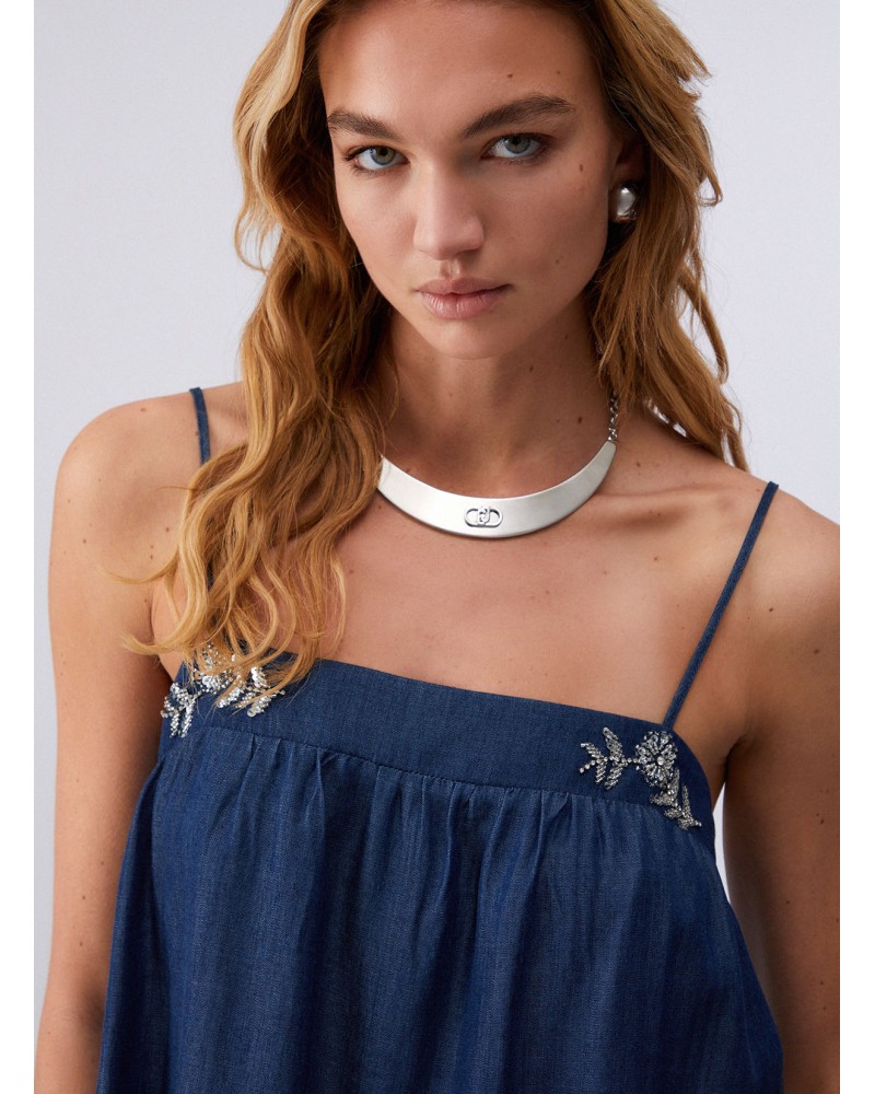 Mini robe denim foncé pierres LIU JO LIU JO - 5