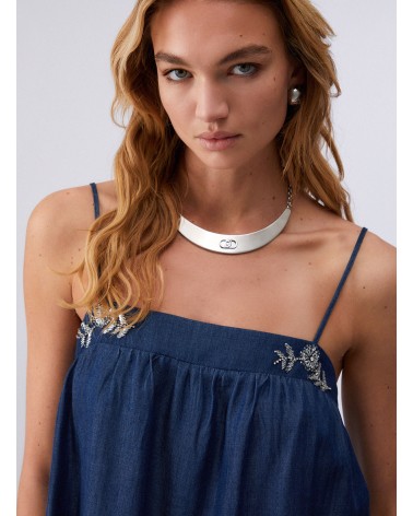 Mini robe denim foncé pierres LIU JO LIU JO - 5