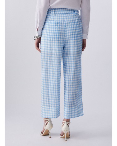 Pantalon vichy bleu LIU JO en ramie naturelle LIU JO - 2