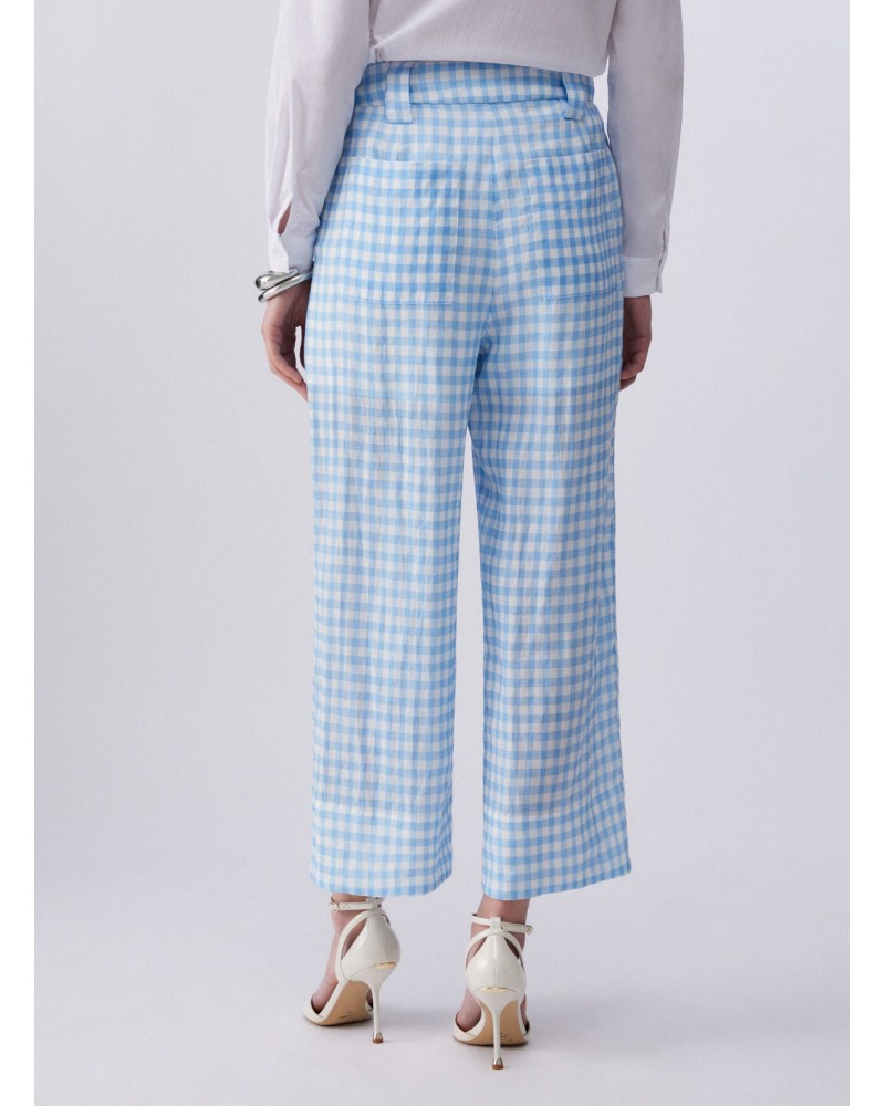 Pantalon vichy bleu LIU JO en ramie naturelle LIU JO - 2