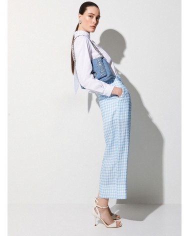 Pantalon vichy bleu LIU JO en ramie naturelle LIU JO - 3