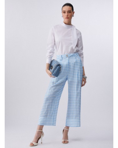 Pantalon vichy bleu LIU JO en ramie naturelle LIU JO - 6