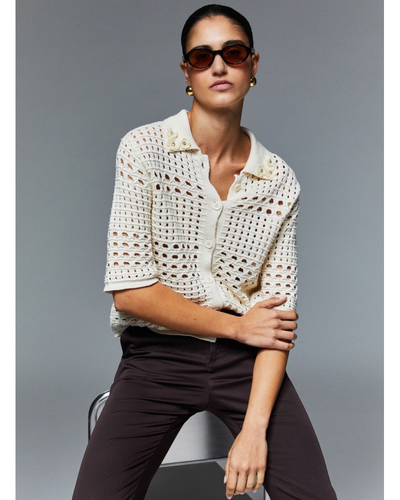Cardigan femme en crochet coton LIU JO élégant LIU JO - 4