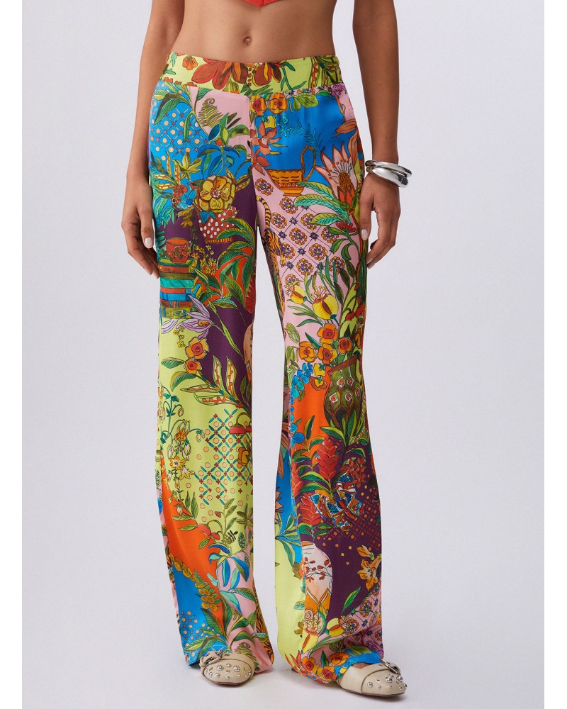 Pantalon femme fluide LIU JO en satin imprimé LIU JO - 1