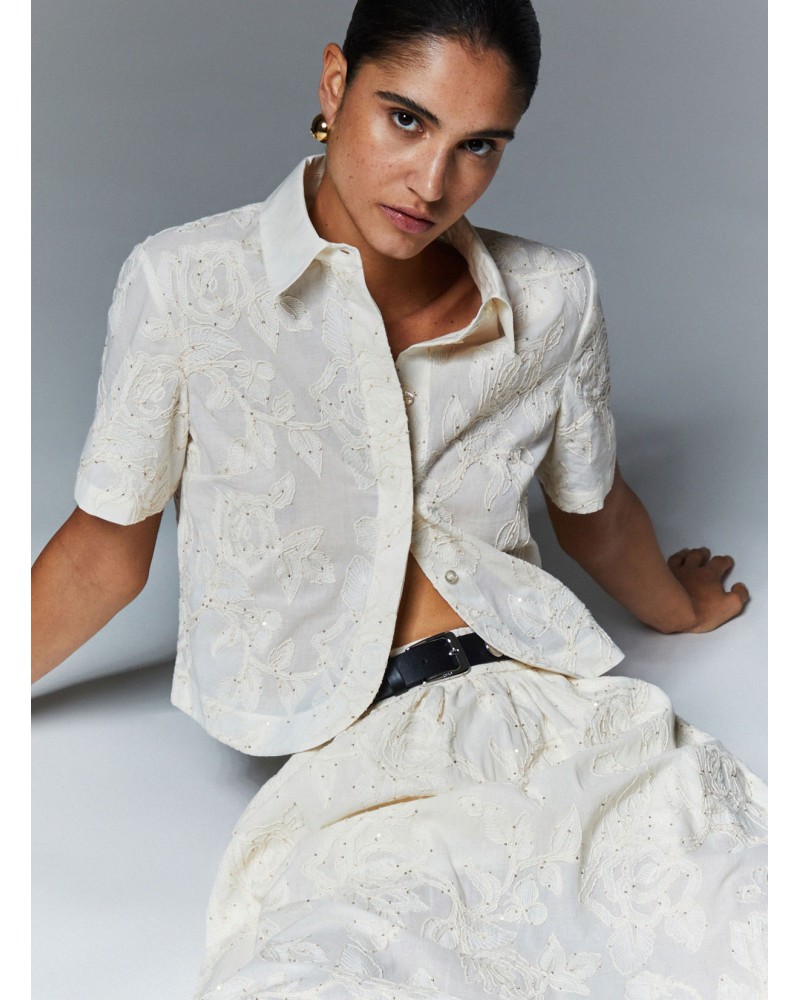 Chemise écru LIU JO avec broderies florales LIU JO - 3