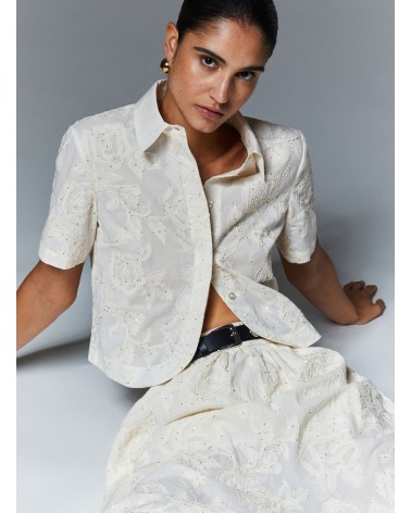 Chemise écru LIU JO avec broderies florales LIU JO - 3