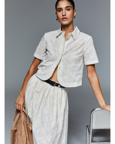 Chemise écru LIU JO avec broderies florales LIU JO - 4
